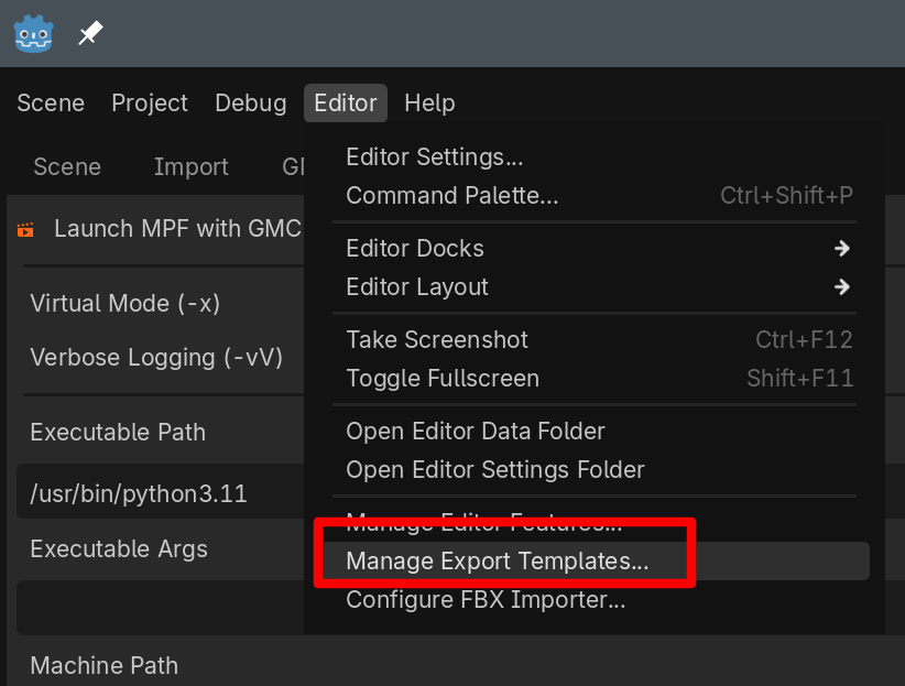 Godot Export Templates